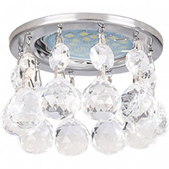 Светильник ECOLA MR16 CR1002 GU5.3 Glass Стекло Круг с большими хруст. на прямом подвесе Прозрачный / Хром 84x90