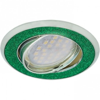 Светильник ECOLA MR16 DL39S GU5.3 встр. поворотный Круг под стеклом Изумрудный блеск/Хром 26x94