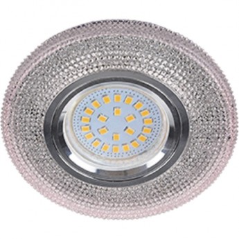 Светильник ECOLA MR16 LD7069 GU5.3 встр. искристый с подсветкой "Модерн" Светло-розовый / Хром 25x95